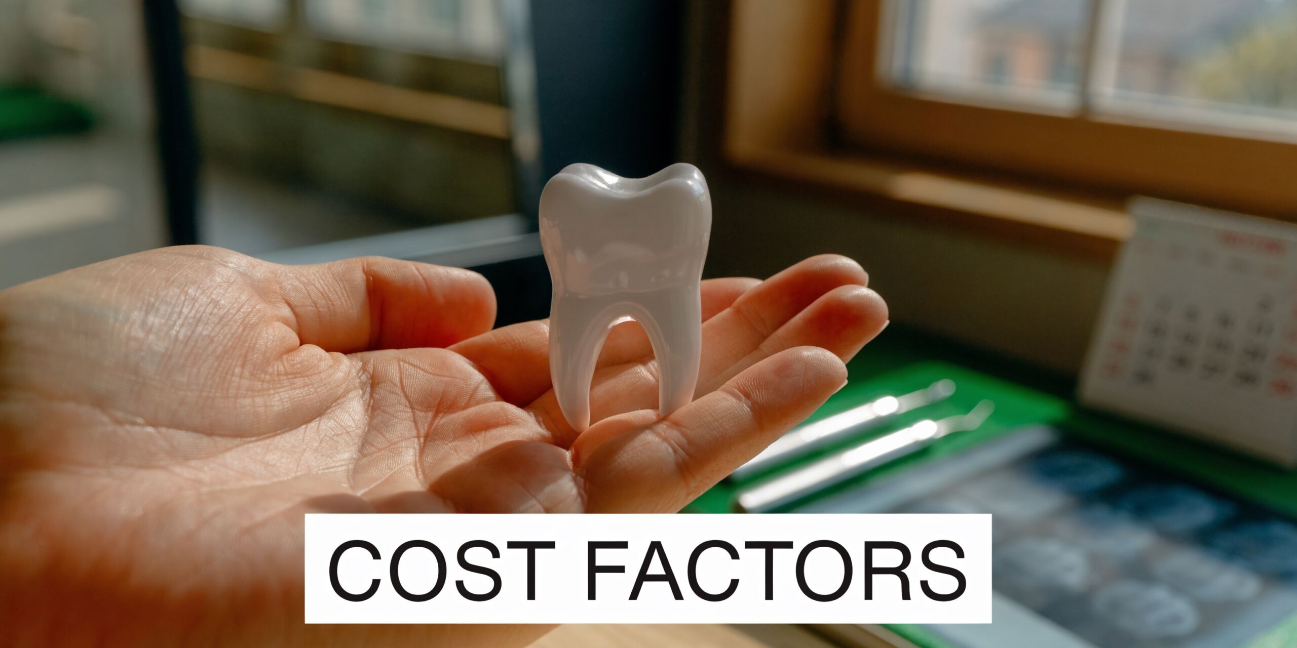 A person holding a miniature white tooth model in their palm, representing dental healthcare and cost planning.