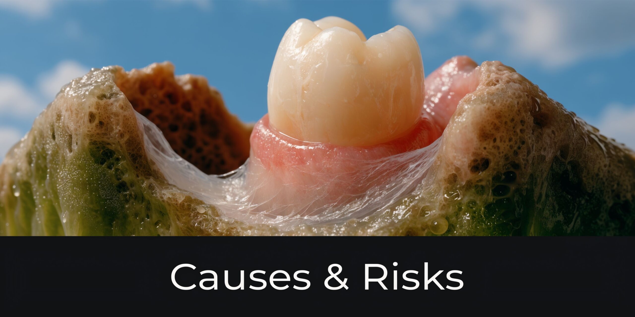 A close-up representation of a dental socket with a tooth crown, illustrating oral surgical recovery concepts.