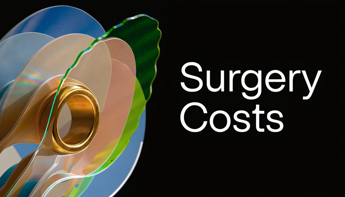 Abstract layered design with a gold ring, representing the concept of high medical surgery costs.